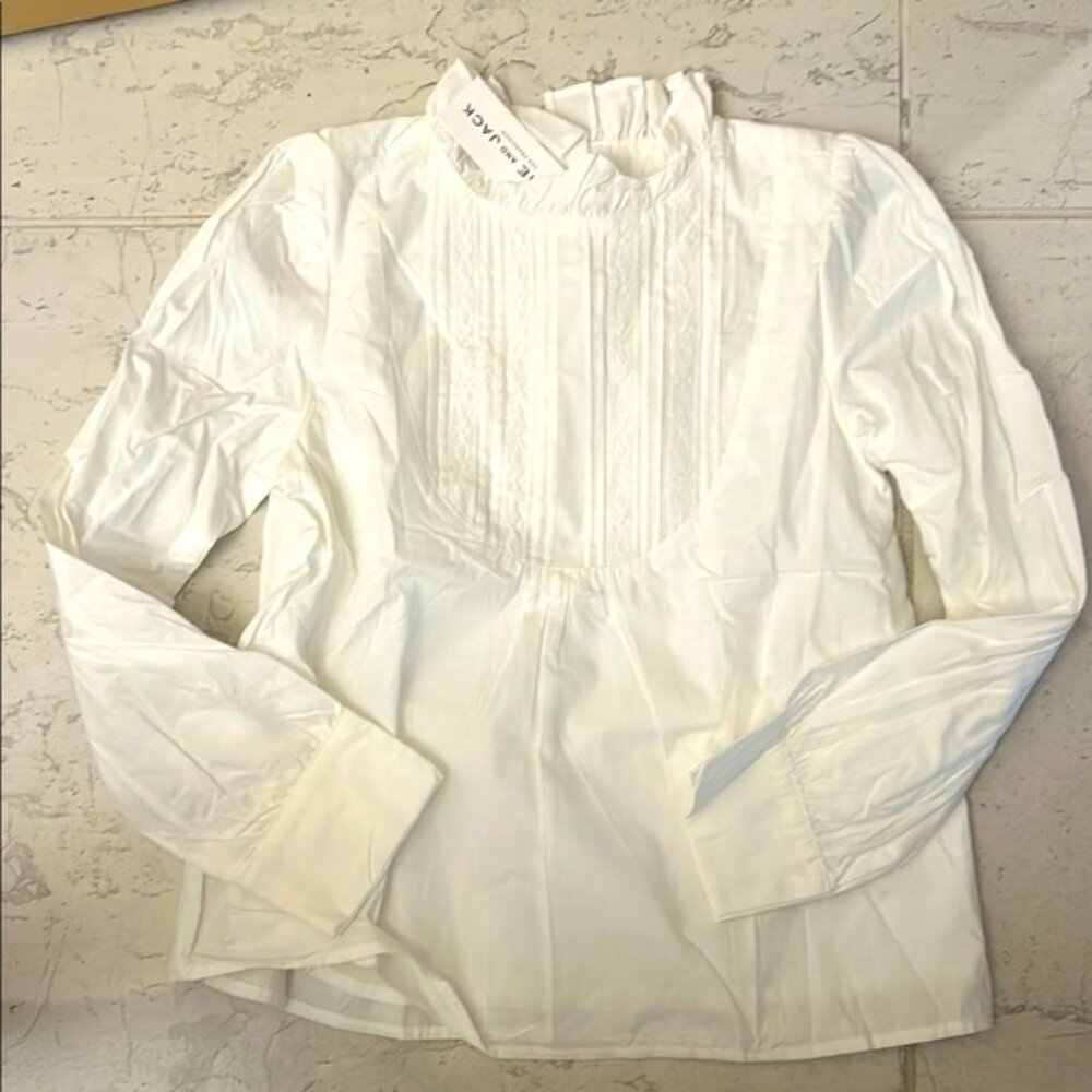 NWT Janie and Jack Girls Lined Cotton Ruffle White Blouse Size 10